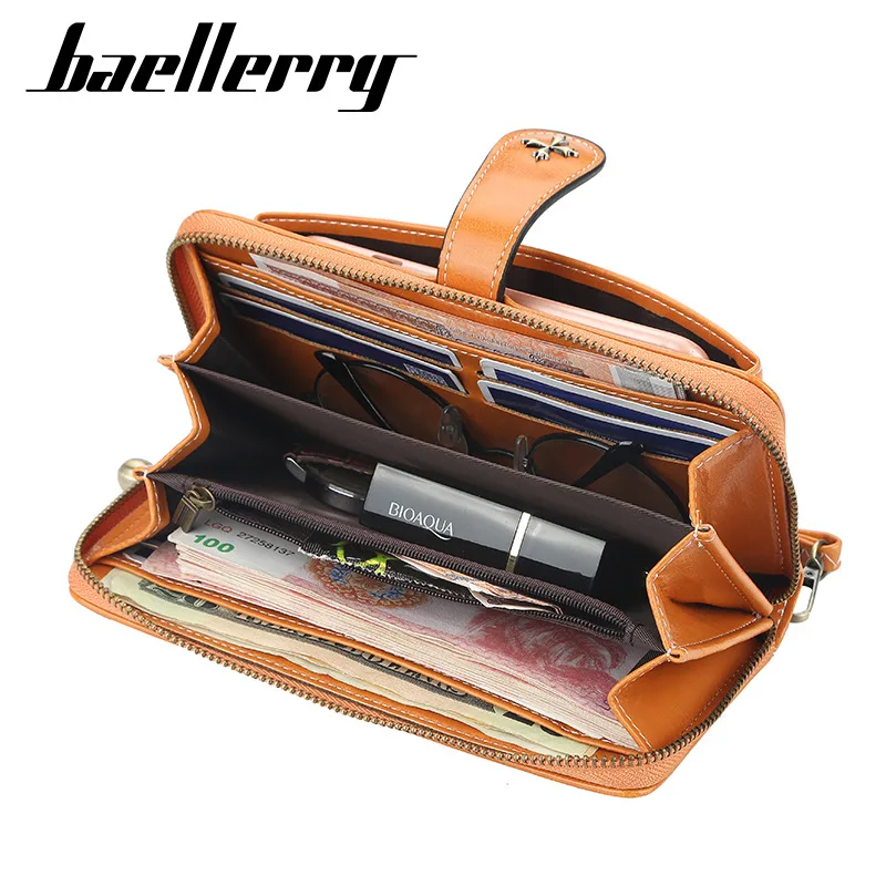 2020 New Oil Wax Leather Women Long Wallet Baellerry Brand Money Clutch Bag Zip Tassel Purses for Coin Cash Card Holders Luxury | Багаж и