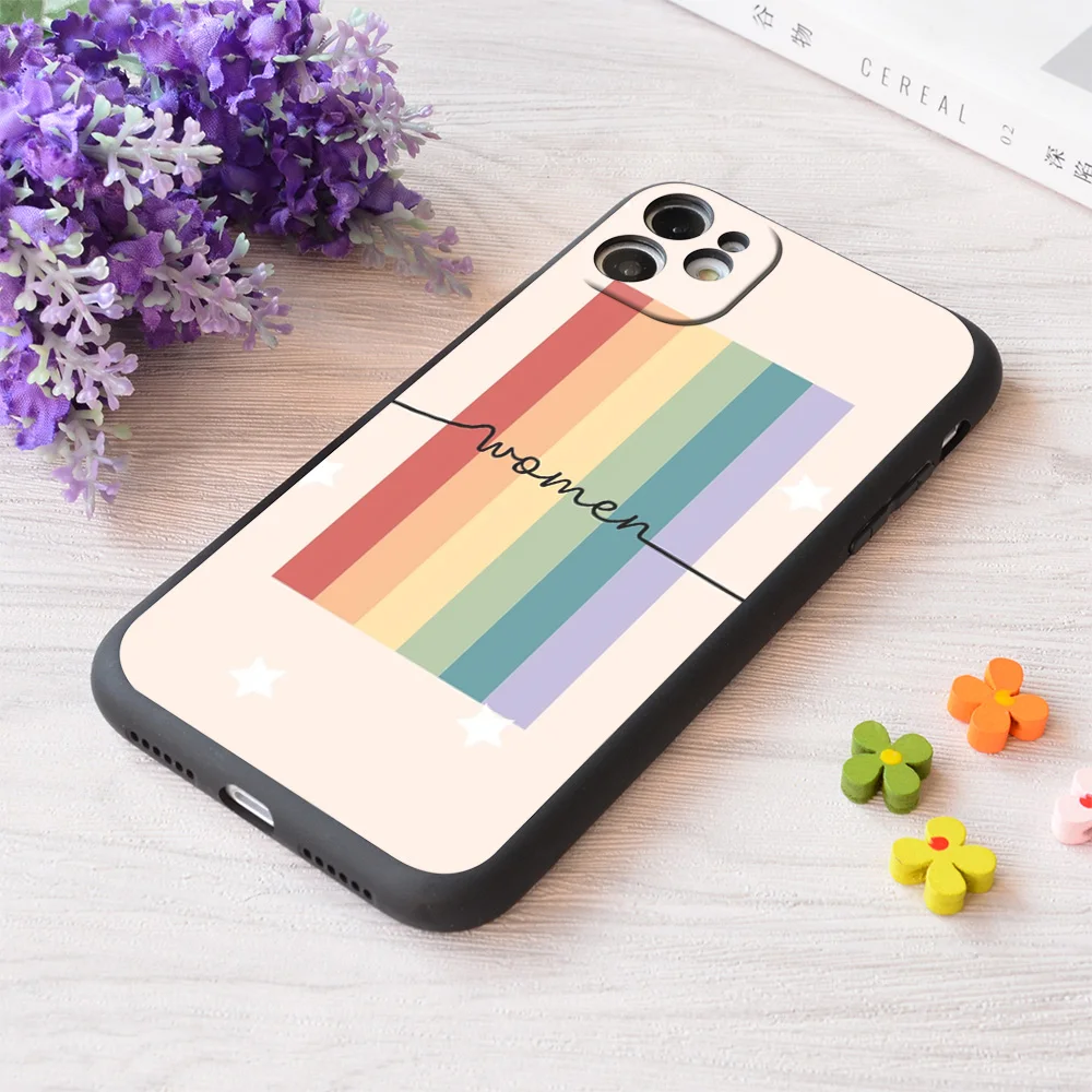

For iPhone Women Rainbow Print Soft Matt Apple Case