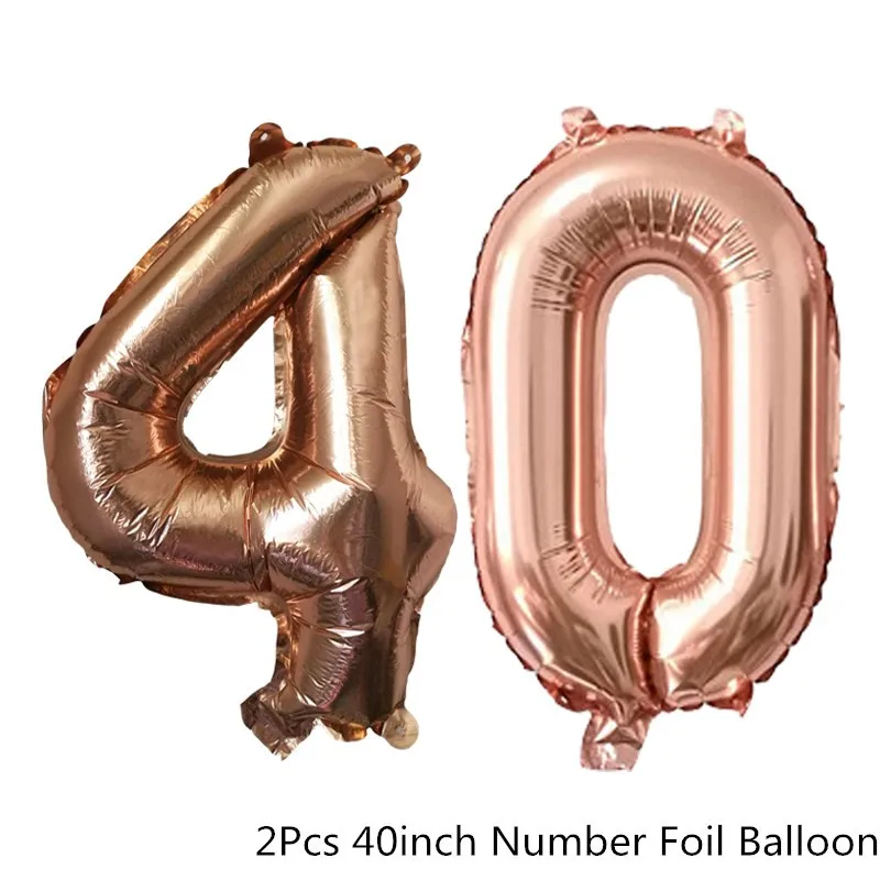 Rosegold 40 Chicinlife розовое золото 30 40 50 60 лет шар кекс Топпер соломинка с днем рождения Юбилей взрослых Декор поставки - Цвет: Rosegold 40