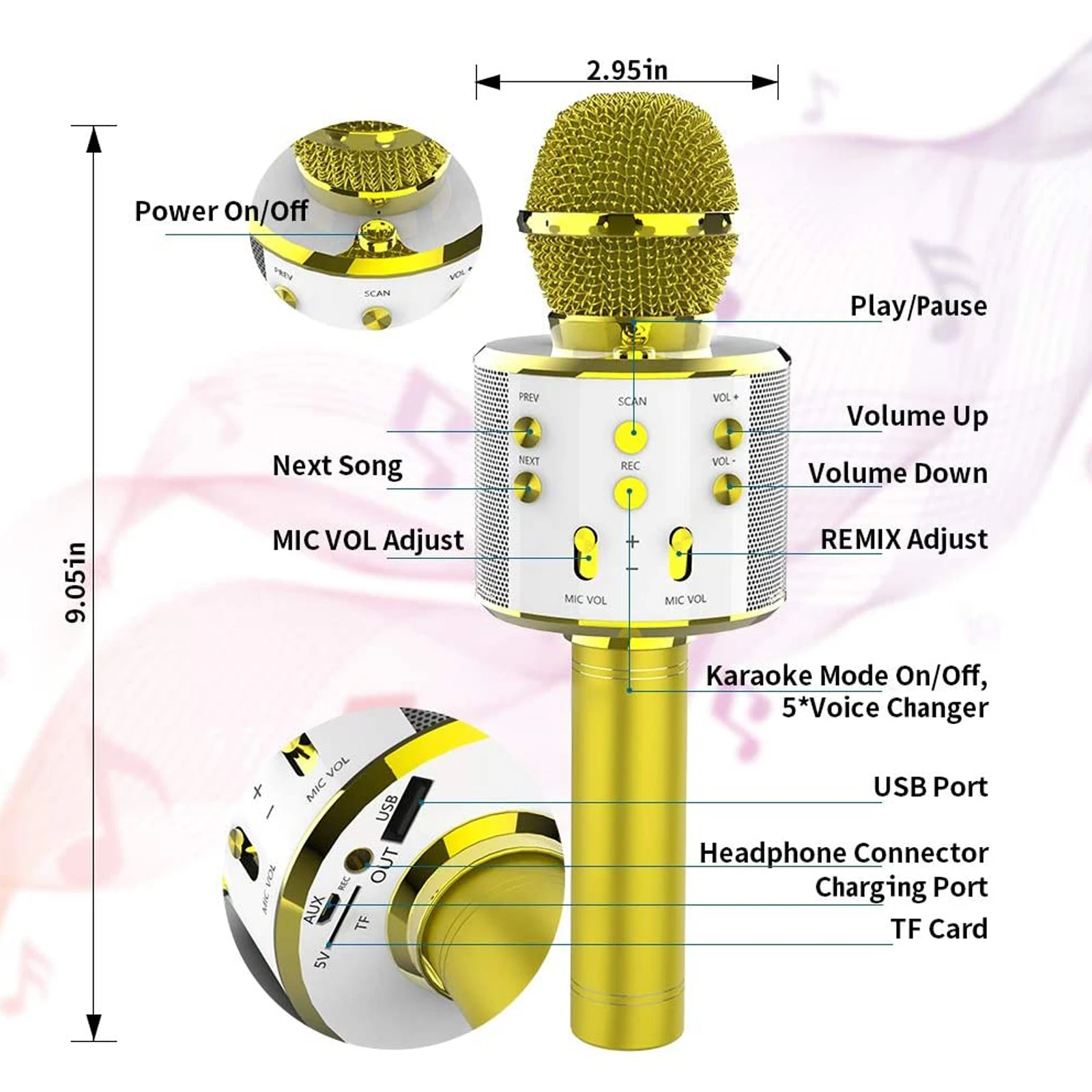 WS858 Портативный Bluetooth караоке Mic USB мини Беспроводной Профессиональный Динамик