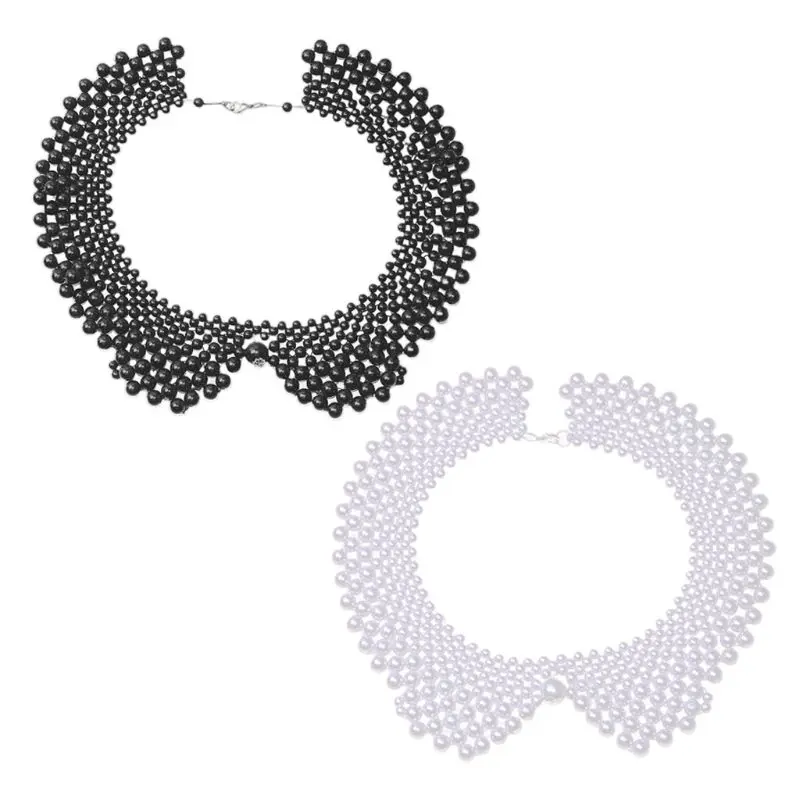 Этнический ручной работы сплетенный бисером ложный воротник имитация жемчуга