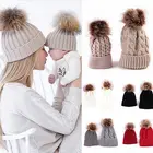 Шапочка зимняя теплая для мальчиков и девочек, шапочка вязаная бини для мамы и ребенка, новый стиль