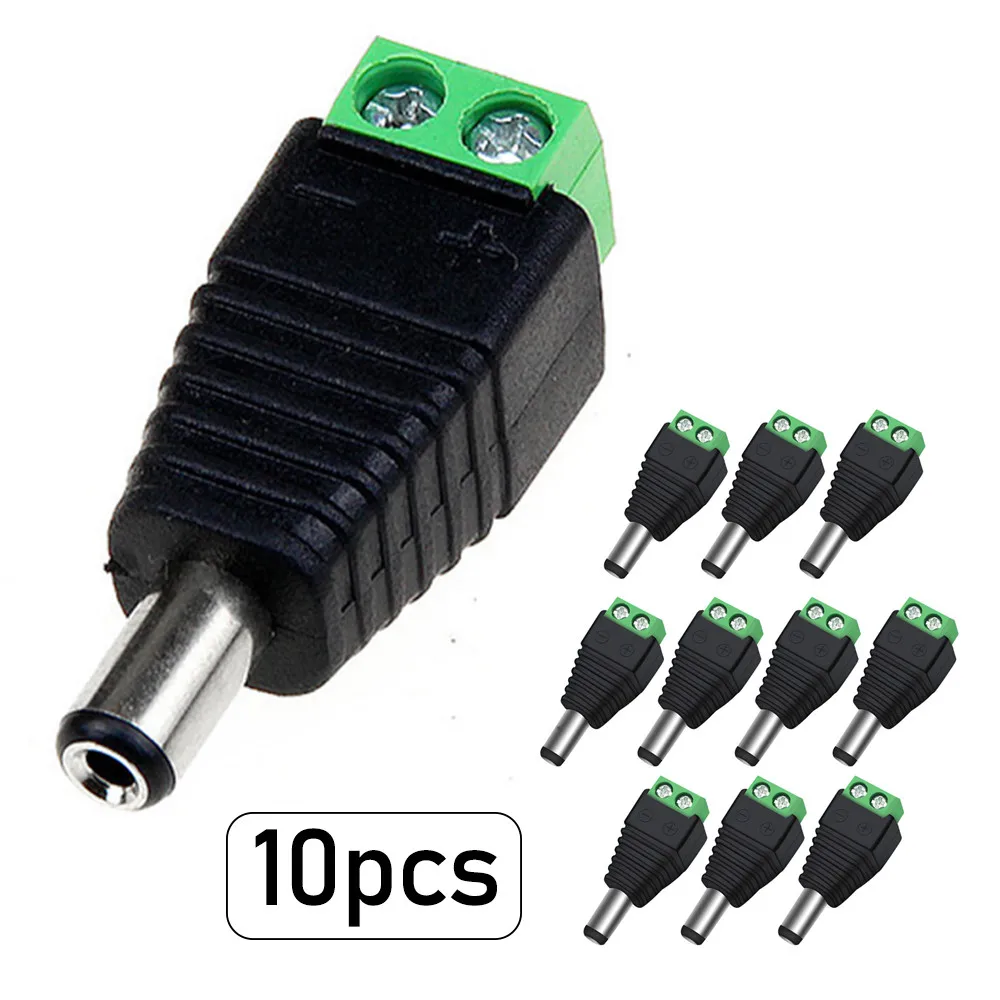 

Male Connector DC Power Plug Power Plug 1 Set 10x 12V 2.1mmx5.5mmx10mm