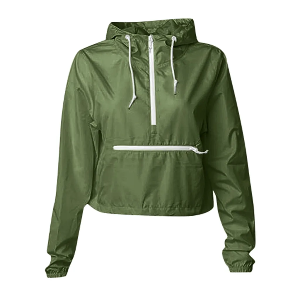 2020 Женская куртка с капюшоном Весенняя Повседневная ветровка Базовая на молнии