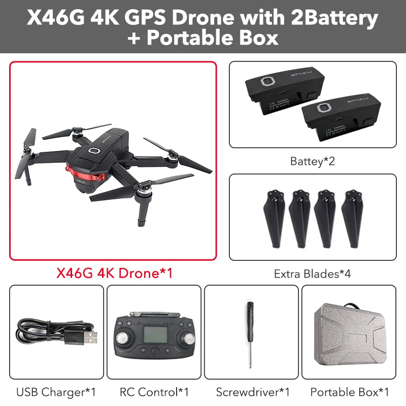 2 Batteries With Box X46G 5G Wi-Fi FPV gps с 4K широкоугольной двойной камерой бесщеточный складной Радиоуправляемый Дрон Квадрокоптер RTF жесты удержания высоты RC Дрон - Цвет: 2 Batteries With Box