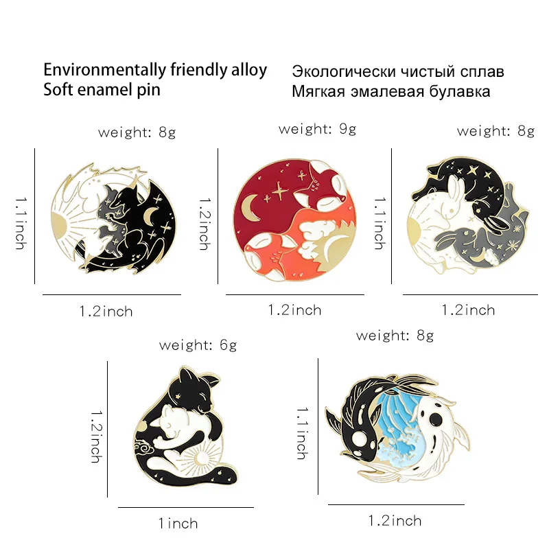 Эмалированная булавка сосны значки Золотая рыбка кролик брошь Лисичка для шляпы