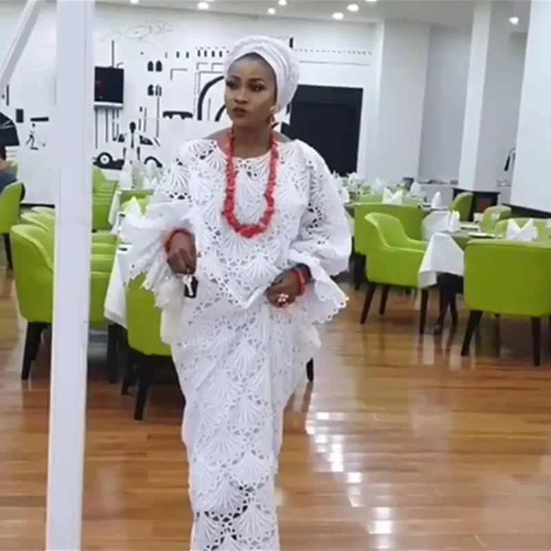 Чистый белый африканский гипюр кружевная ткань 2020 Высококачественная