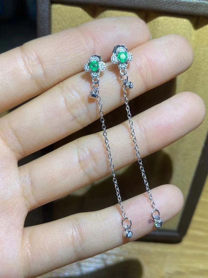 Женские серьги-капельки из серебра 925 пробы с изумрудами | Украшения и аксессуары