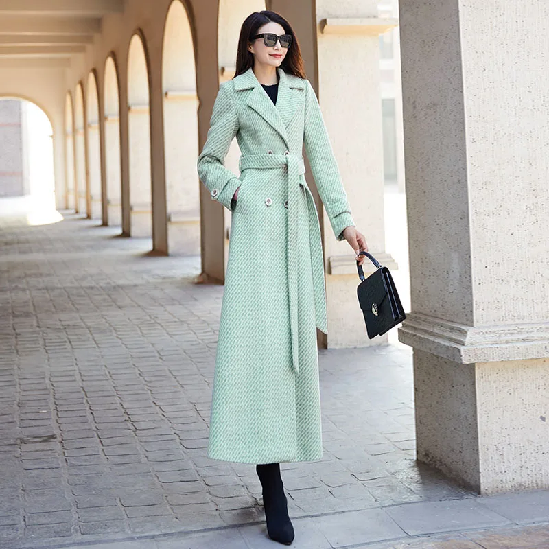 Красивая одежда для сада светильник-зеленое шерстяное пальто женщин Новинка