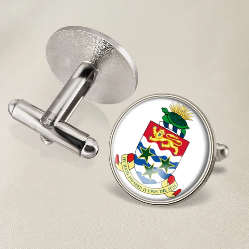 Герб доллар Каймановых островов карта национальный флаг эмблема запонки |