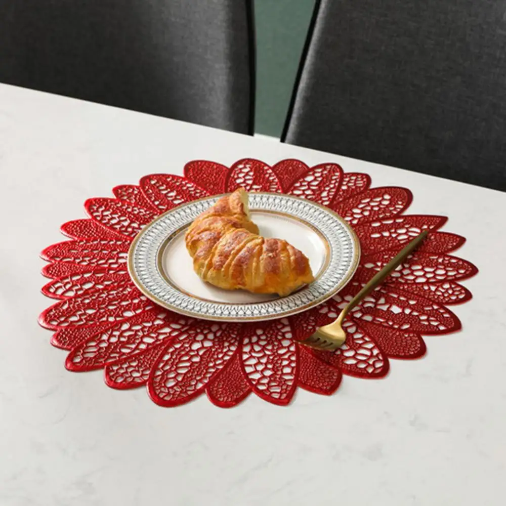 Круглый Противоскользящий коврик с полыми чашками для тарелок чайной чашки