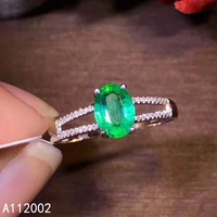 kjjeaxcmy fine jewelry natural emerald 925 sterling silver new adjustable gemstone women ring support test trendy classic