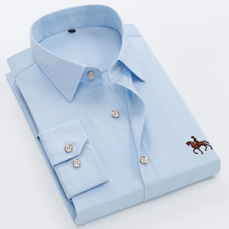 Cotton Casual Shirts For Men Korean Style Long Sleeve Solid Color Dress Shirt New Men Top Clothing Blouse Camisas Para Hombre