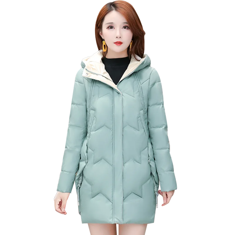 

2020 new women's cotton padded winter long section down jacket thick coat fashion little shorty