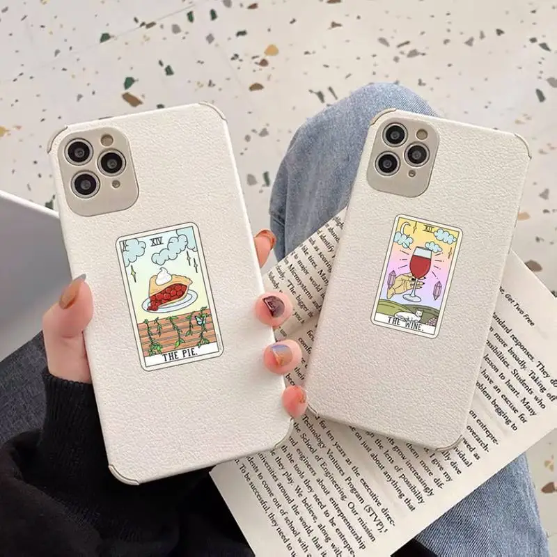 

Aesthetic Art pizza coffee Phone Case Lambskin Leather For iphone 12 11 8 7 6 XR X XS PLUS MINI PLUS PRO MAX Shockproof