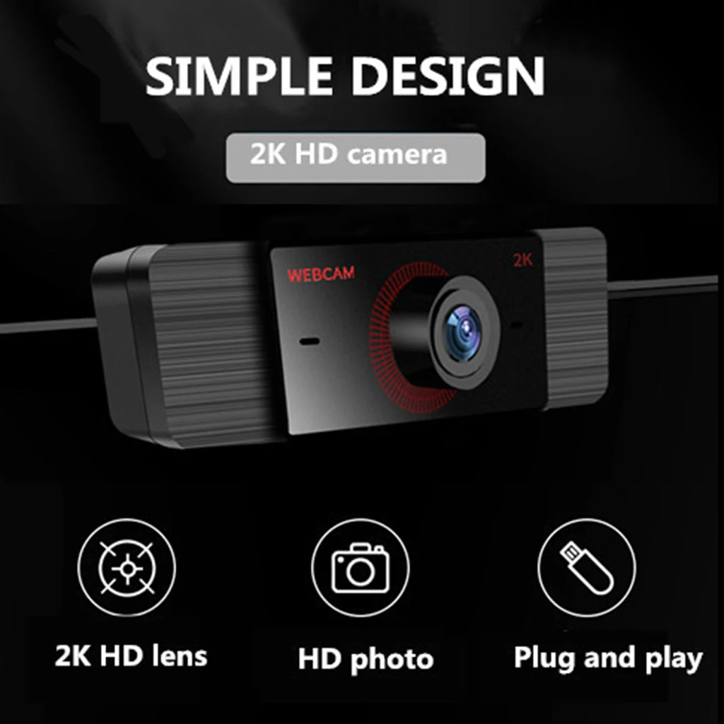 

2K USB Webcam with Mic Microphone for Conference Online Teaching Skype PC Computer