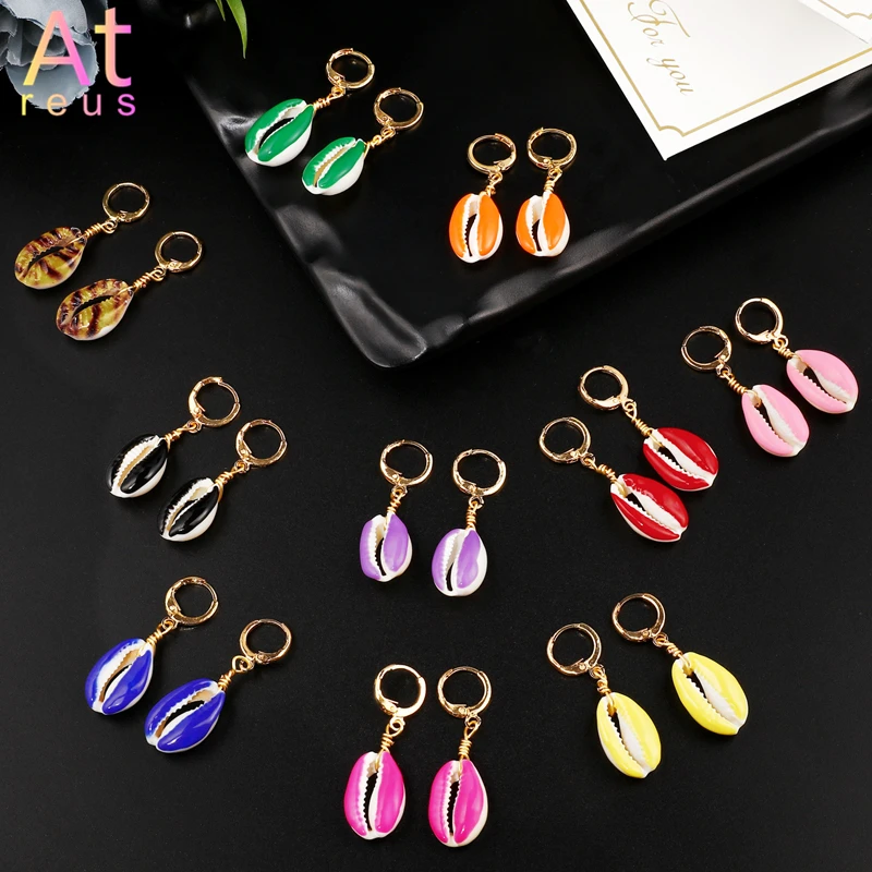 

Bohemia Colorful Geometric Sea Shell Earring For Women Natural Conch Earring Fashion Vintage Ocean Beach Jewelry Brincos