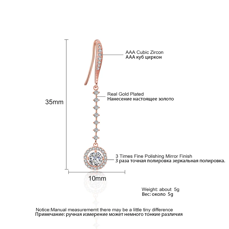 ZAKOL модные круглые циркониевые длинные серьги на крючках для женщин вечерние