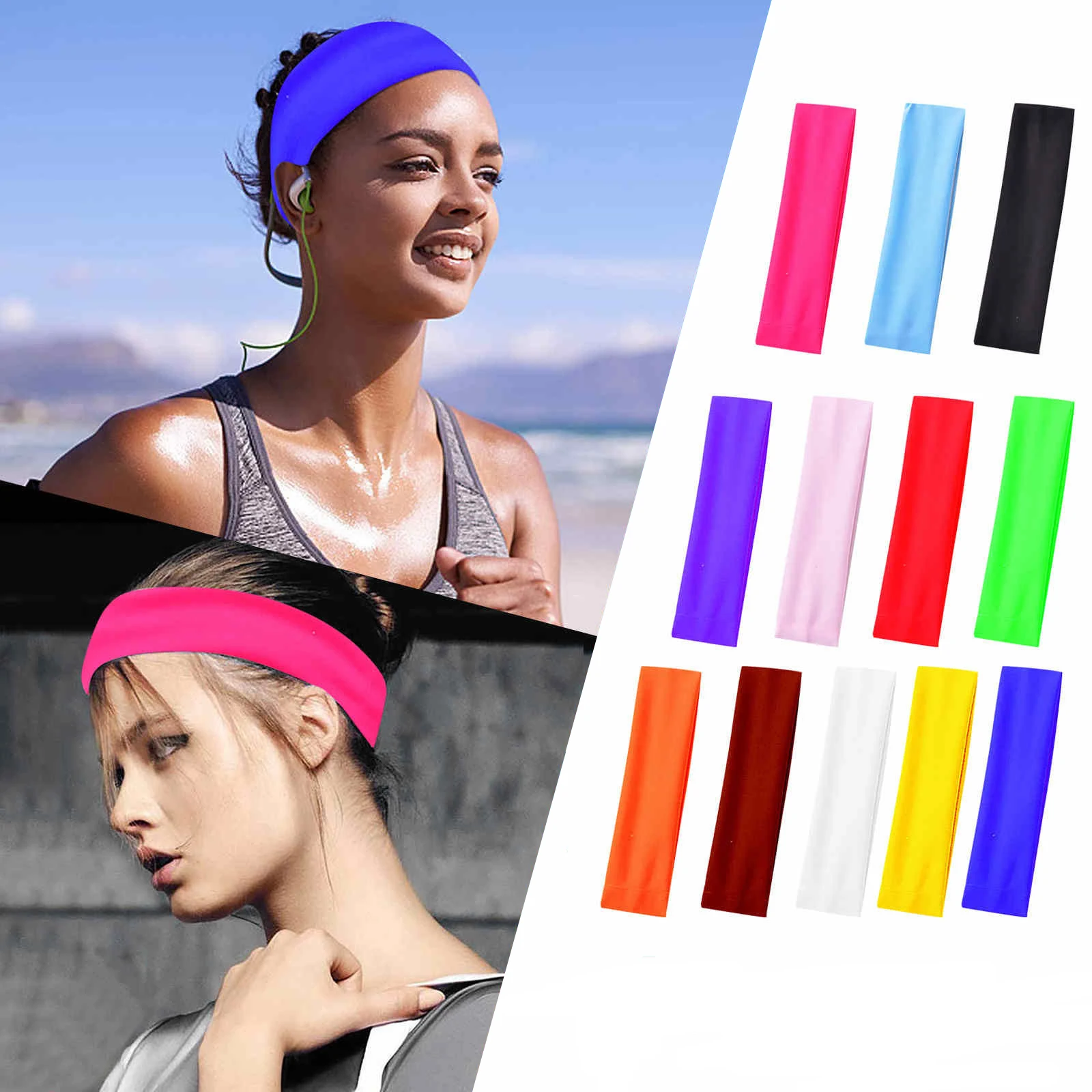 

1 Pieces/lot Cotton Sweatband Sports Unisex Sweat Headband Runnning Basketball Yoga Hair Band Elastic Sport Safe Headband