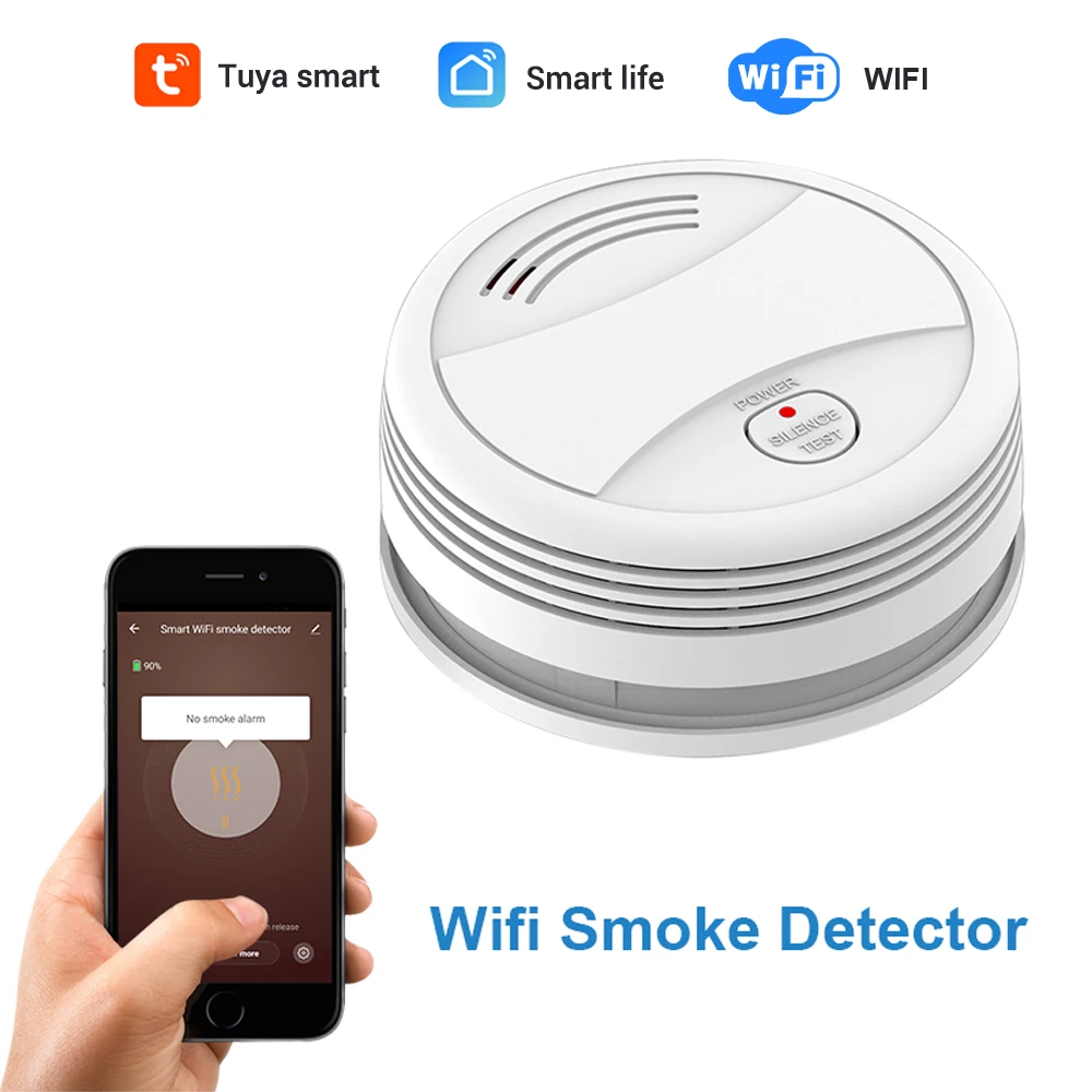 Детектор дыма Tuya с Wi Fi датчик Пожарной Сигнализации автономный работает от