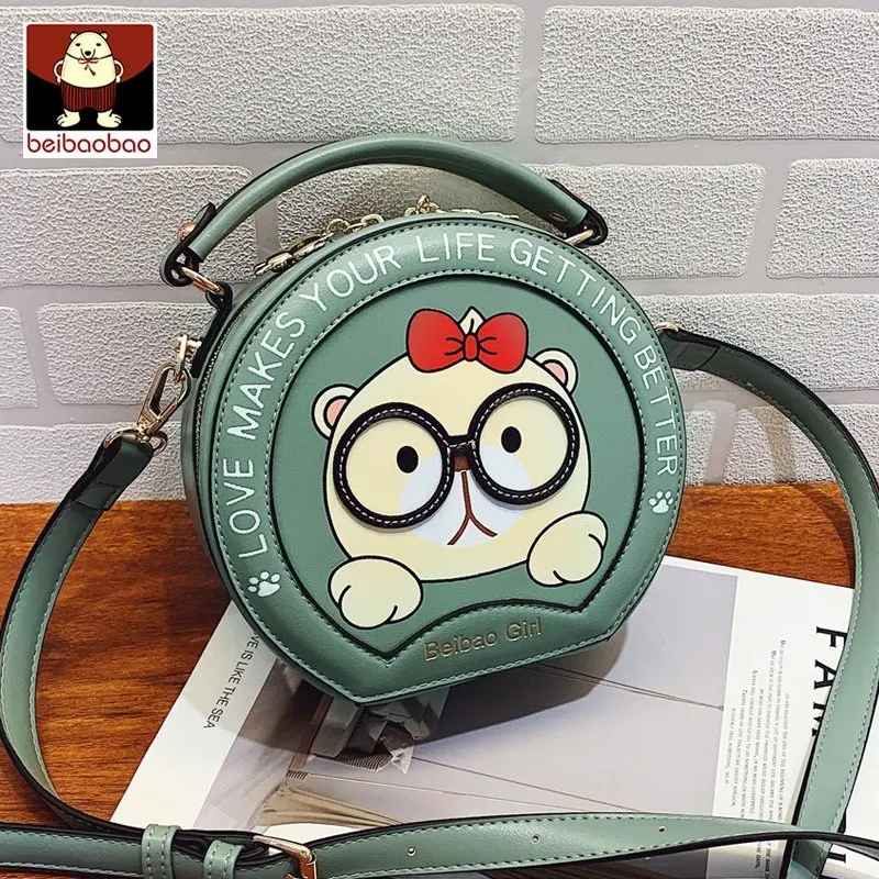 

Cute Bear Women Shoulder Bags Luxury Pu Leather Female Crossbody Bags Ladies Round Women Handbags 2021 Designer GIrls Messenger