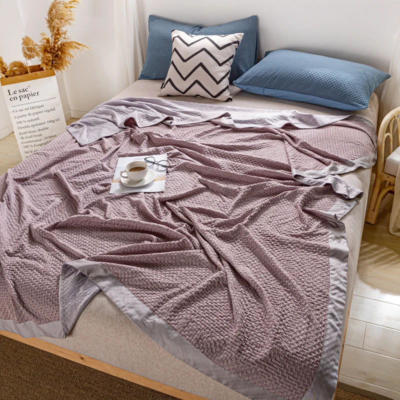 

2021 Summer Quilt Comforter Solid Yellow Grey Cool Feeling Fabric Throw Thicken Blanket Bedclothes For Adult Kids Home Textile