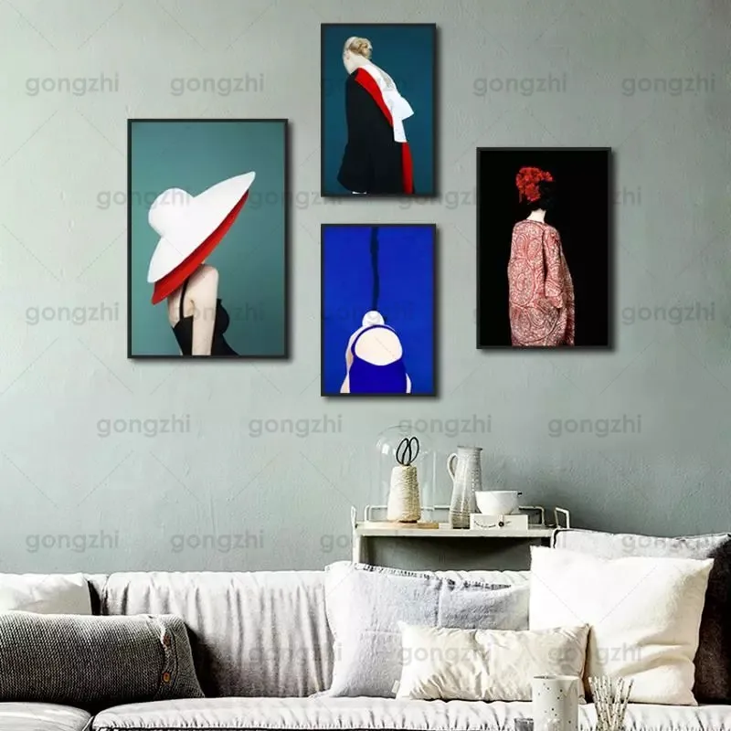 

Abstract Colorful Minimalist Elegant Clothing Female Nordic Home Wall Painting Frameless Canvas Hd Printing Decoration Poster