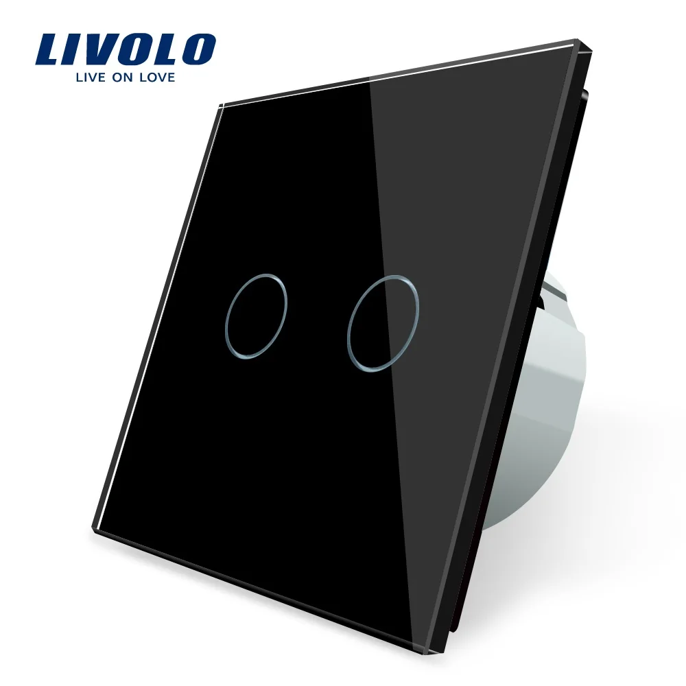 Livolo/Стандартный настенный выключатель VL C702 12 черного цвета с украшением в виде