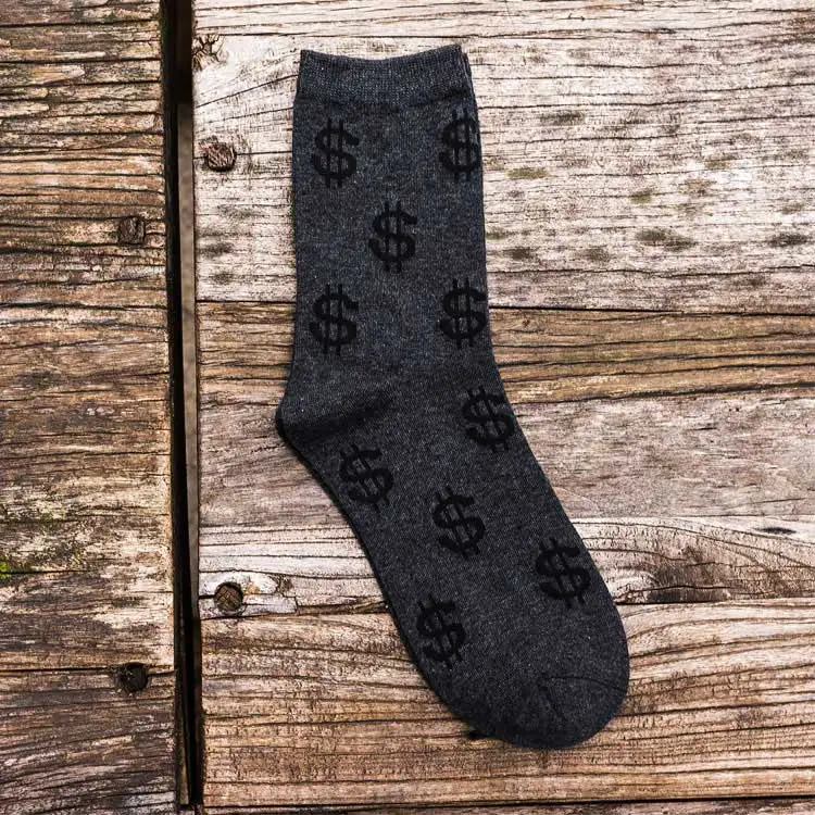 

New spring Novelty Men's Mid Tube Socks Harajuku Money Dollar 3D Patterned Socks Funny Cartoon Sock Pure Cotton for Men