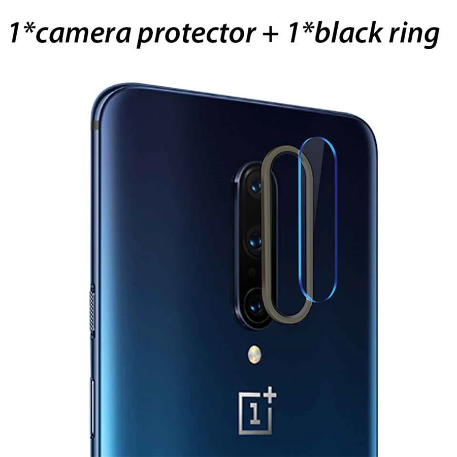 Для OnePlus 7 Pro металлическое заднее защитное кольцо для объектива+ Закаленное стекло пленка для объектива камеры для 1+ 7 защитная пленка для экрана - Цвет: Black