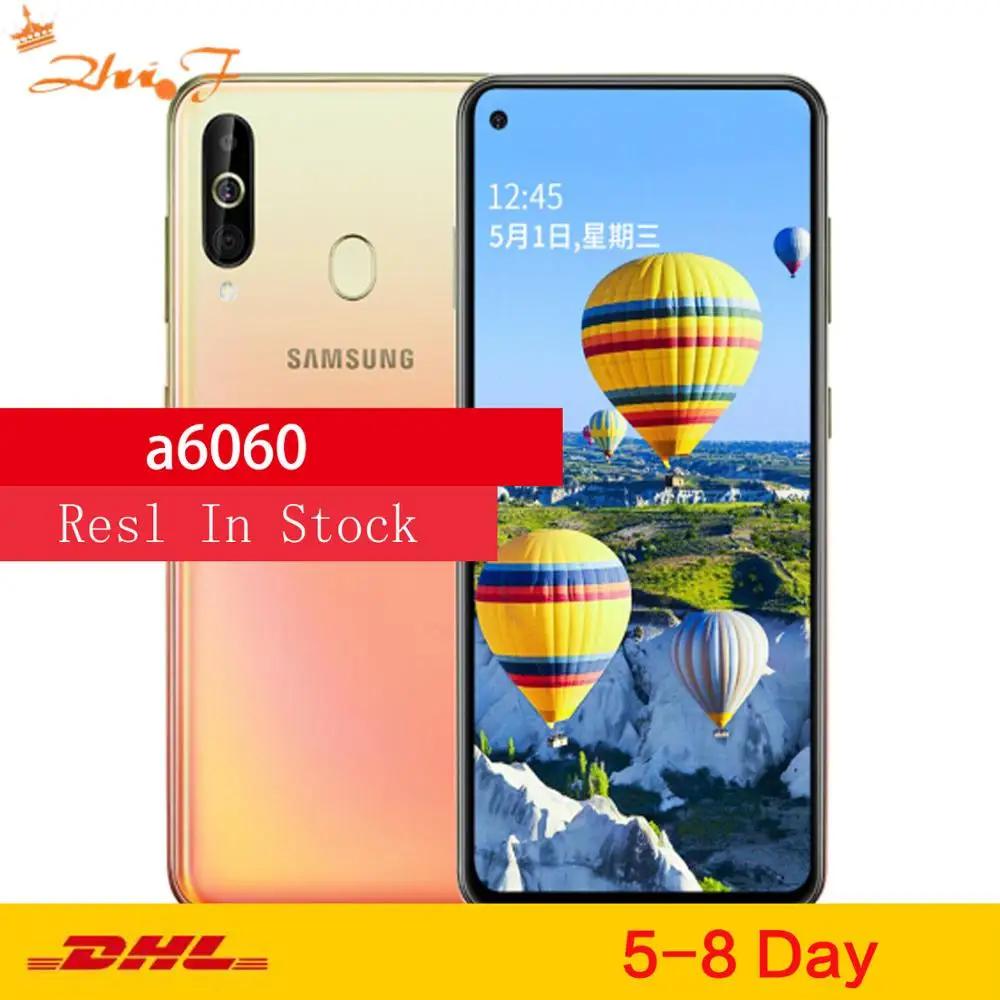 Перейти на Алиэкспресс и купить Мобильный телефон Samsung Galaxy A60 A6060 LTE, 6,3-дюймовый экран, 6 ГБ ОЗУ 128 Гб ПЗУ, Восьмиядерный процессор Snapdragon 675, камера 32 Мп + 8 Мп + 5 Мп