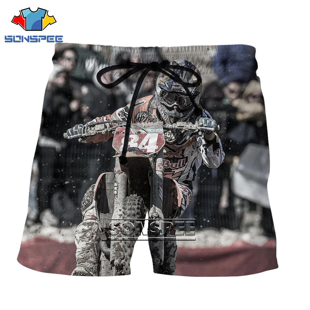 

SONSPEE Motocross Car 3D Print Harajuku Summer Fashion Hiphop Elastic Waist Cool Oversize Hawaii Casual Beach Shorts Men Short