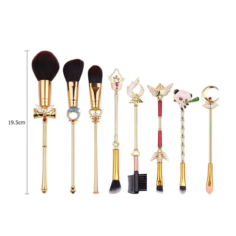 

Classic Makeup Brushes Kits 8pcs/Set Personality Metal Handle Face Blush Powder Eyeshdow Cosmetic Pen Kits Makeup Accessories