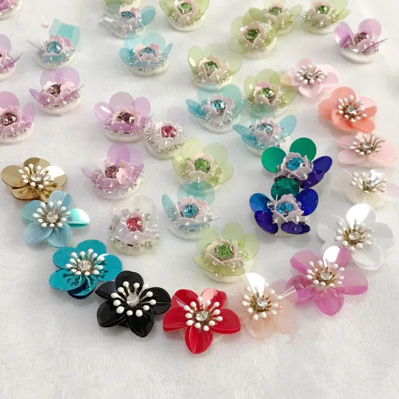 5 шт. вышитая бисером 3D Цветочная заплата с пайетками ручная работа аппликация