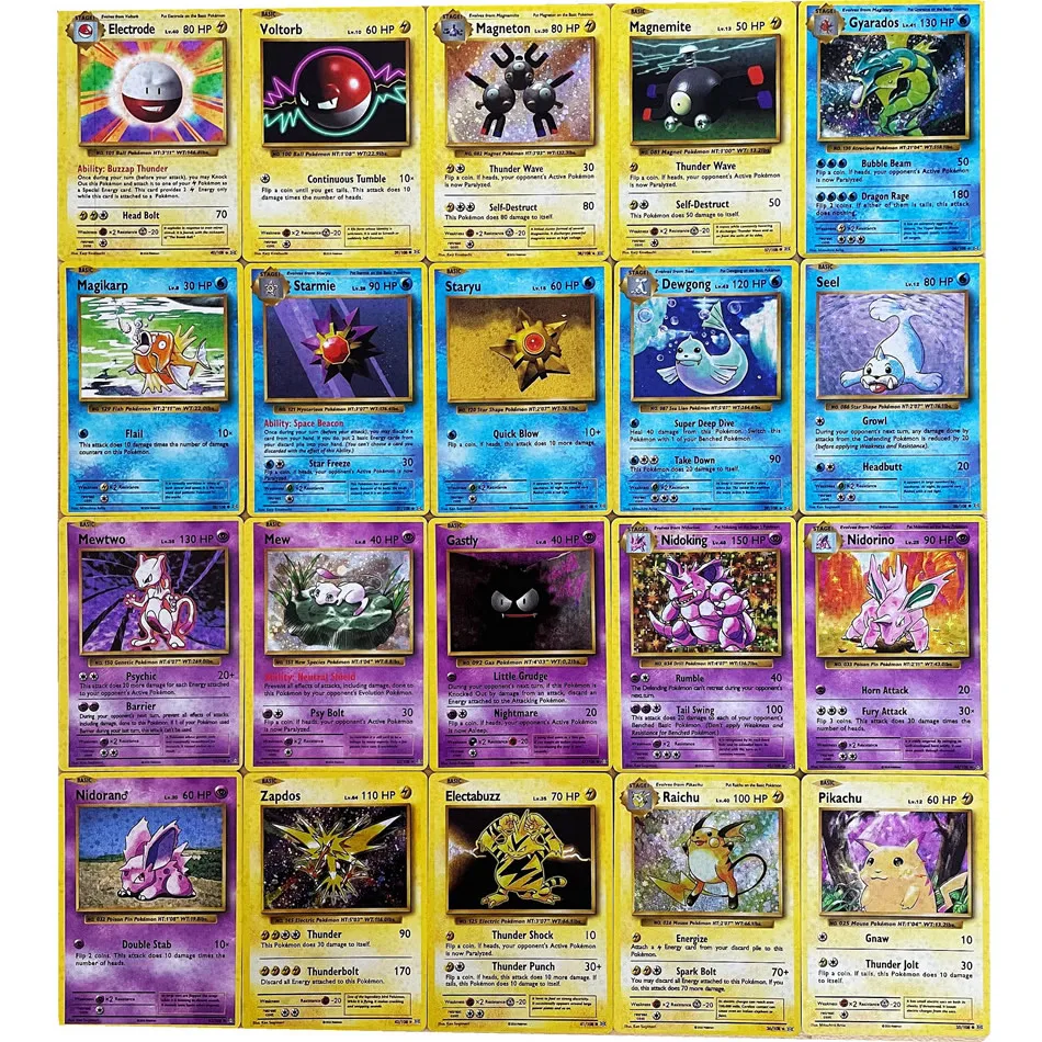 Флэш-карта Pokemon 1996 года 60 шт. Charizard Pikachu Mewtwo дисплей игра Покемон английские