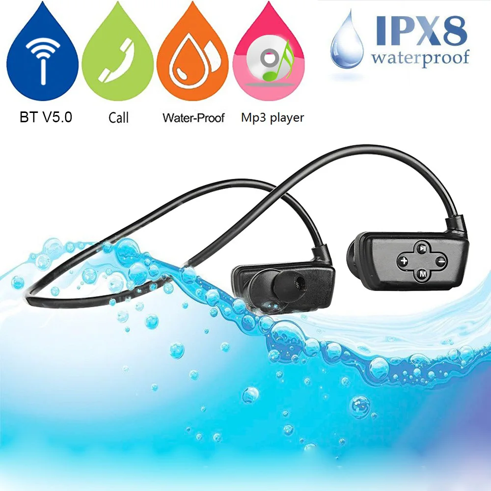 HYC 901 BT5.0 спортивные наушники IPX8 водонепроницаемые 16 ГБ беспроводной MP3 плеер BT