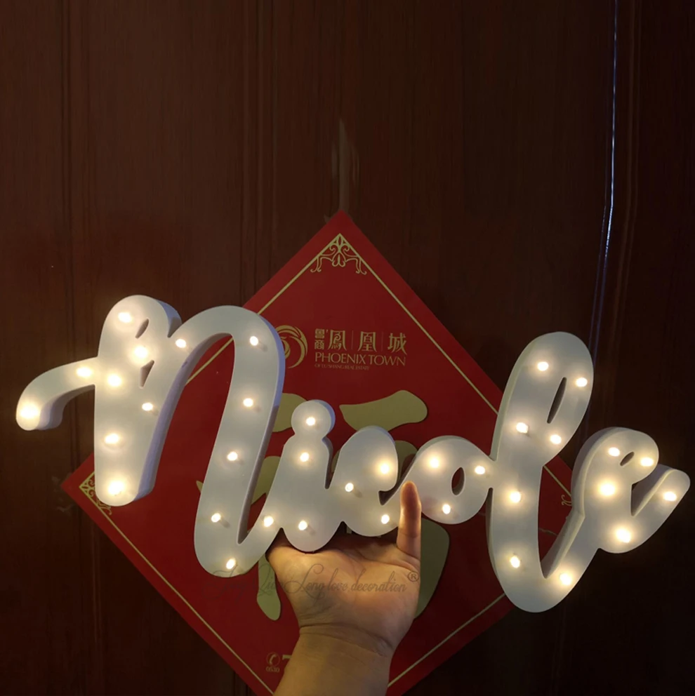 Custom wood Name LED Lamp Sign Marquee Light Up Night  Grow Light Wall Decoration For Bedroom Wedding Ornaments Lights