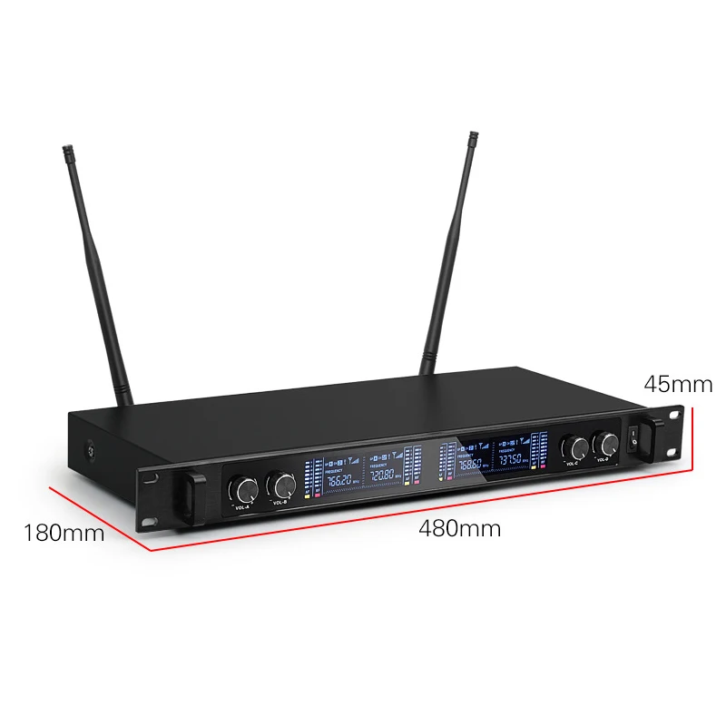 

Professional UHF 4 Channels Wireless Handheld Microphone System Mic for Stage Performances Church Family Party Karae Meeting