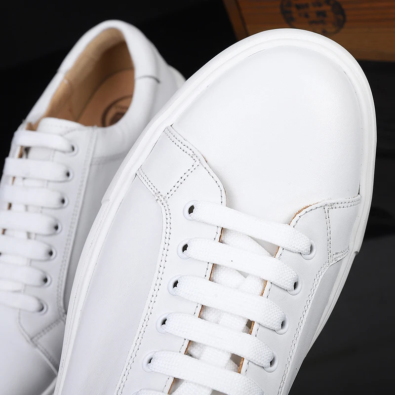 Кожаные дышащие мужские туфли Joker на плоской подошве в Корейском стиле Прошитые