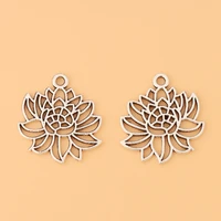 50pcslot tibetan silver color filigree flower charms pendants for jewelry making findings accessories