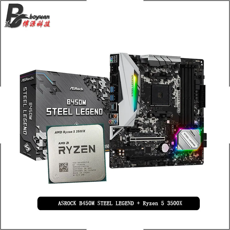 AMD Ryzen 5 3500X R5 ЦП + ASROCK B450M стальная Легенда материнская плата комплект Socket AM4 все