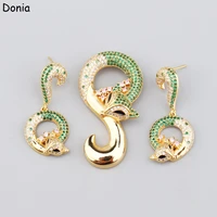 donia jewelry new personality fox earrings luxury necklace aaa zircon earrings fashion necklace two piece jewelry for men and wo