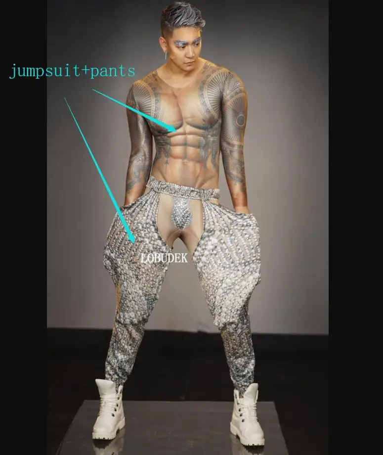 Мужской обтягивающий костюм с 3D-принтом |