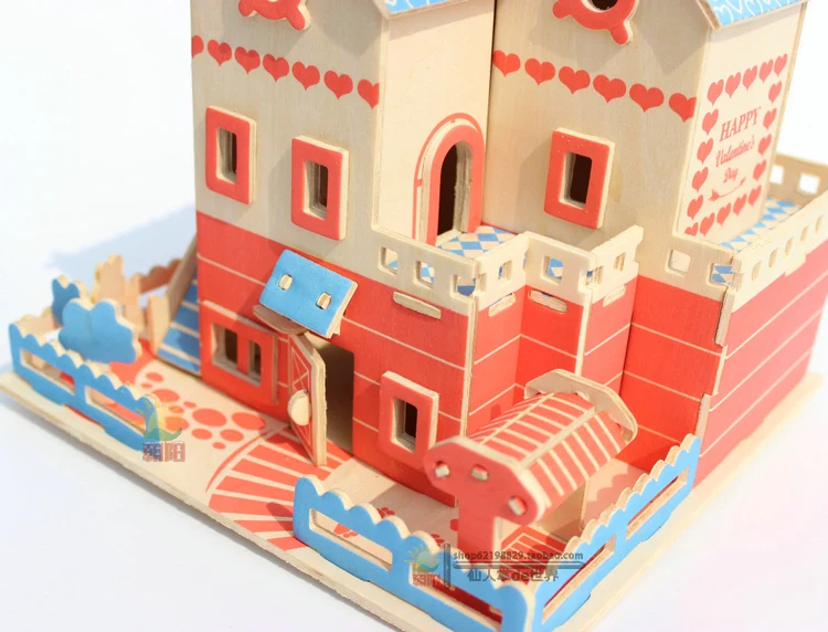 

Children's intellectual power three-dimensional composition works puzzle handmade diy assembled building wooden model house