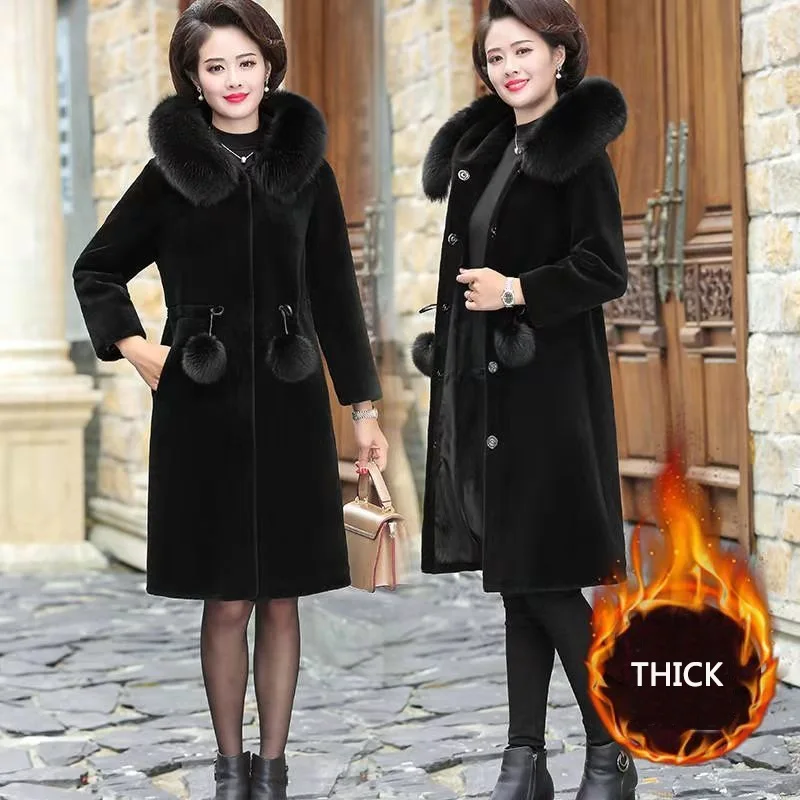 

Luxury Long Fur Coat Women Faux Mink Fur Coat Loose Lapel OverCoat Thick High Quality Winter Warm Plus Size Female Plush Coats
