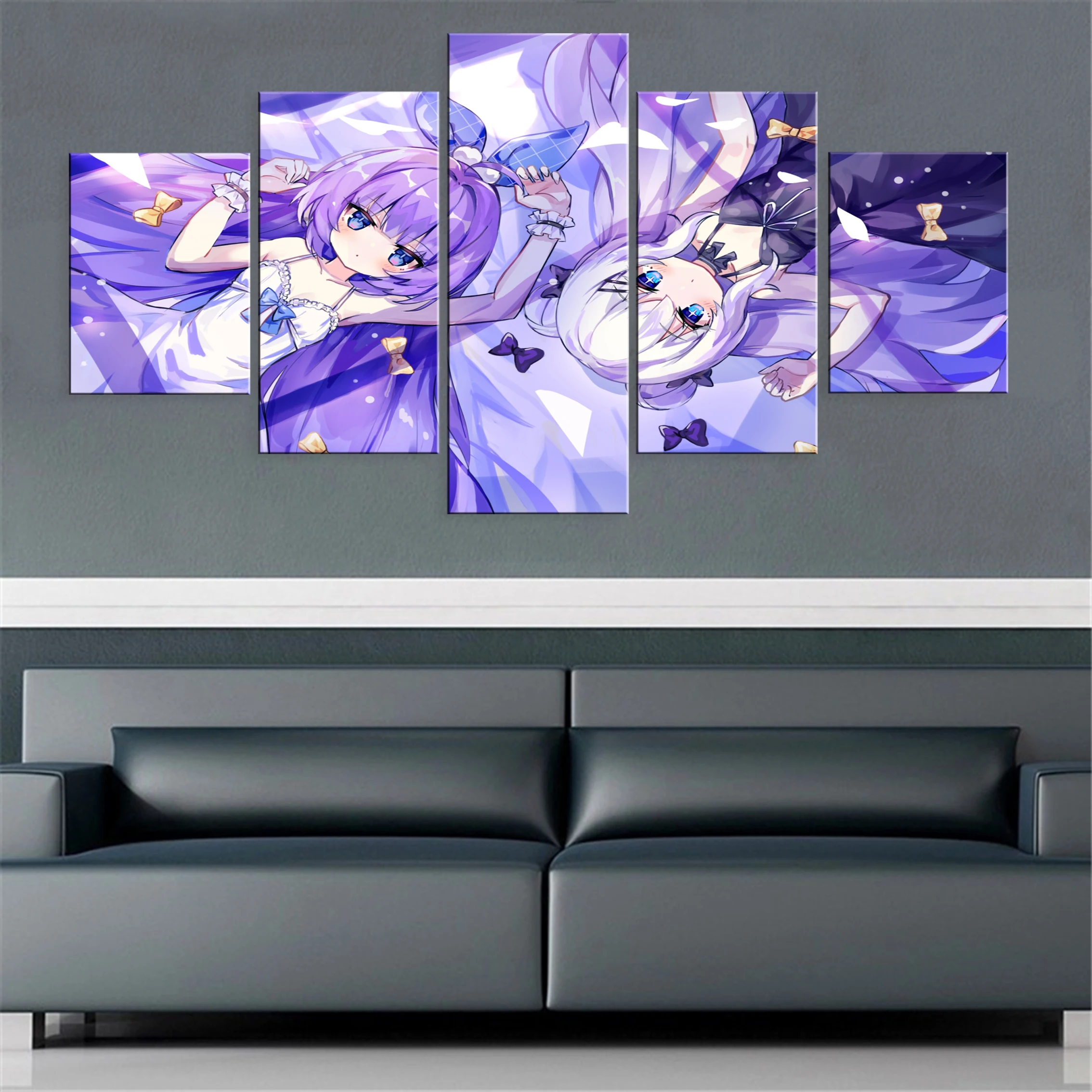 

Anime Cute Girl 5 Piece Canvas Painting Poster Beauty Framework Wall Modern Modular Decoration Picture For Home Printed