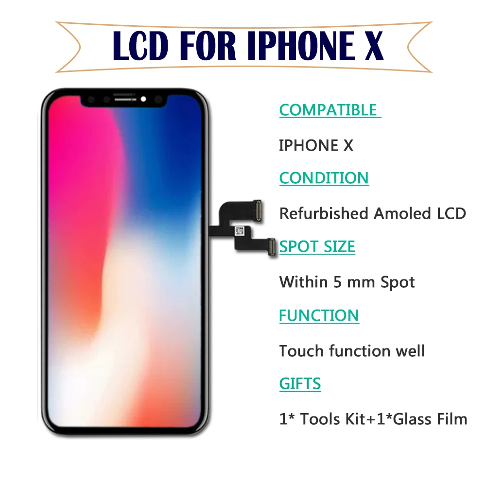 ЖК дисплей AMOLED для iPhone X с сенсорным экраном в сборе сменный экран точечной и