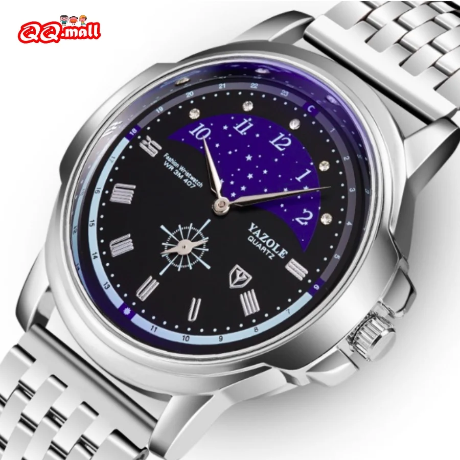 Yazole New Fashion Watch Men Luxury Wristwatch Quartz Watches For Men Male Clock Waterproof Casual Steel Watchband Montre Homme