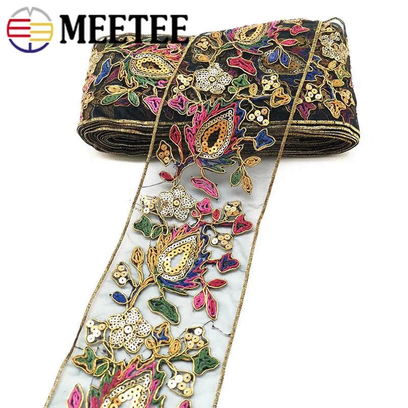 3/9 метров золотые блестки в стиле ретро кружевная тесьма с вышивкой кружевные