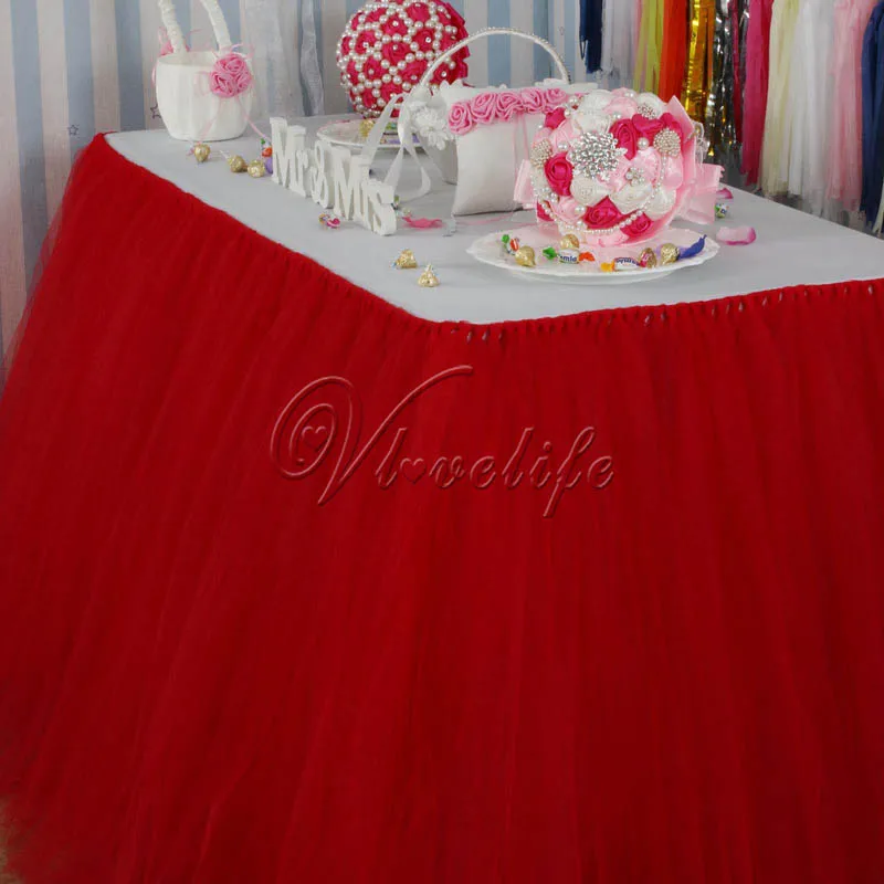 Красная фатиновая юбка-пачка для стола 100 см x 80 вечерние юбки из тюля свадьбы дня